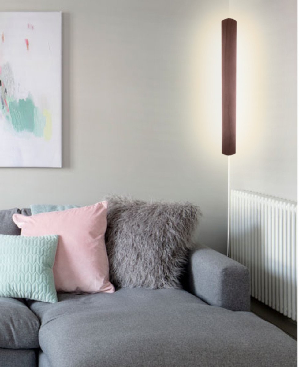 Wooden hover light showing natural wood grain texture