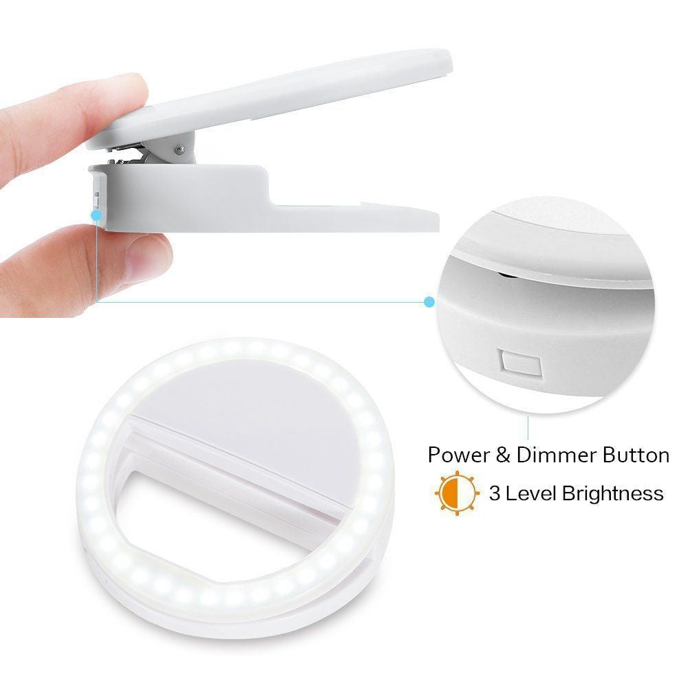 Clip On LED Light - Portable Selfie Ring for Mobile | Smart Glow Connect
