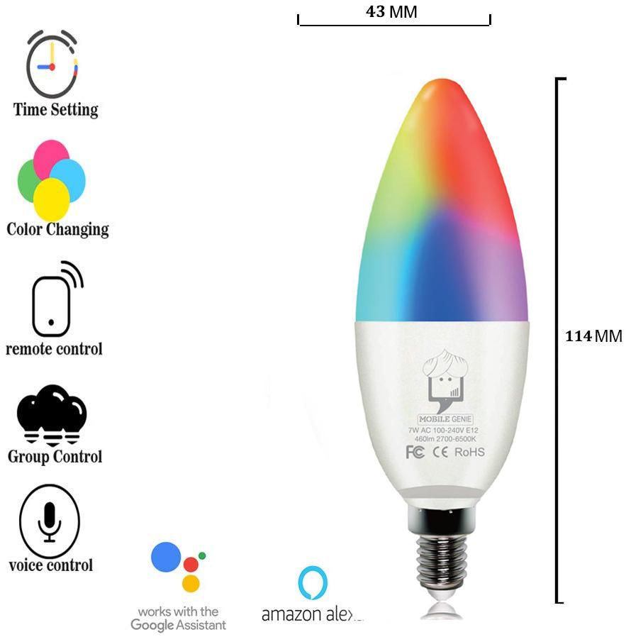  Smart Candelabra Bulb E12 - Genie LED Alexa Compatible | Smart Glow Connect