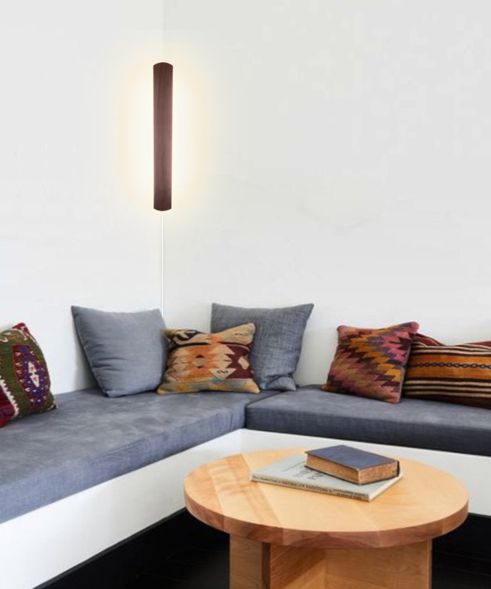 3 inch wooden corner light showing warm ambient glow