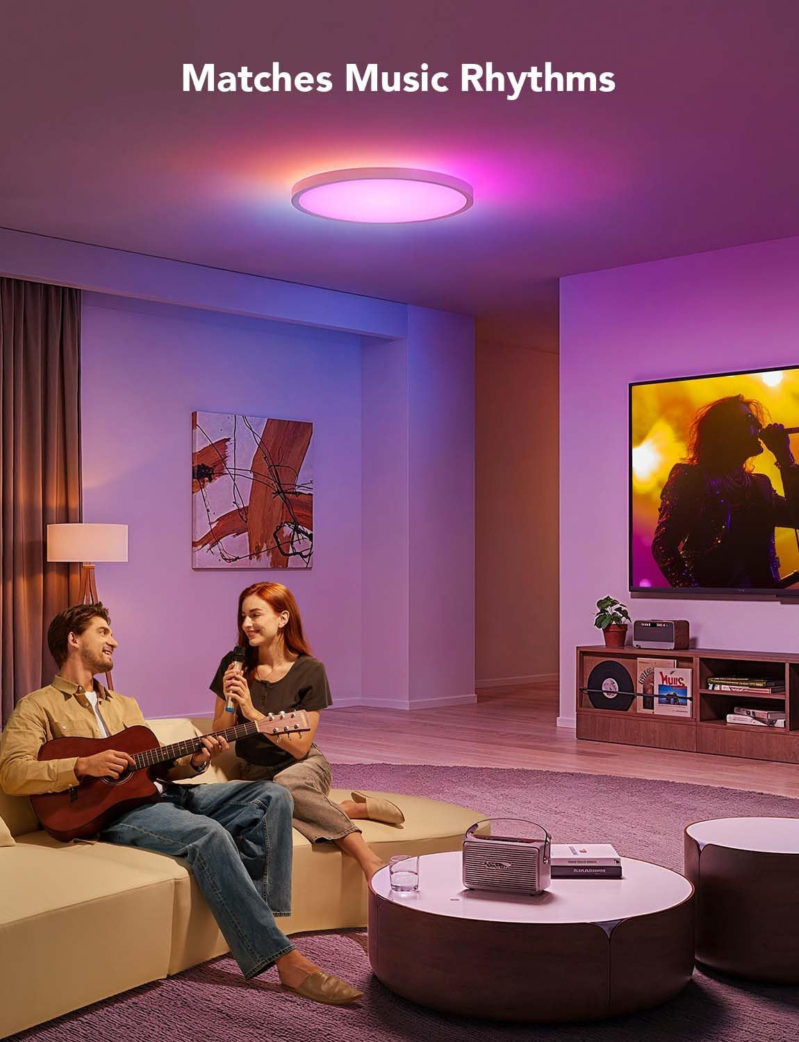  Smart Ceiling Light RGBIC - 2400LM Flush Mount LED | Smart Glow Connect