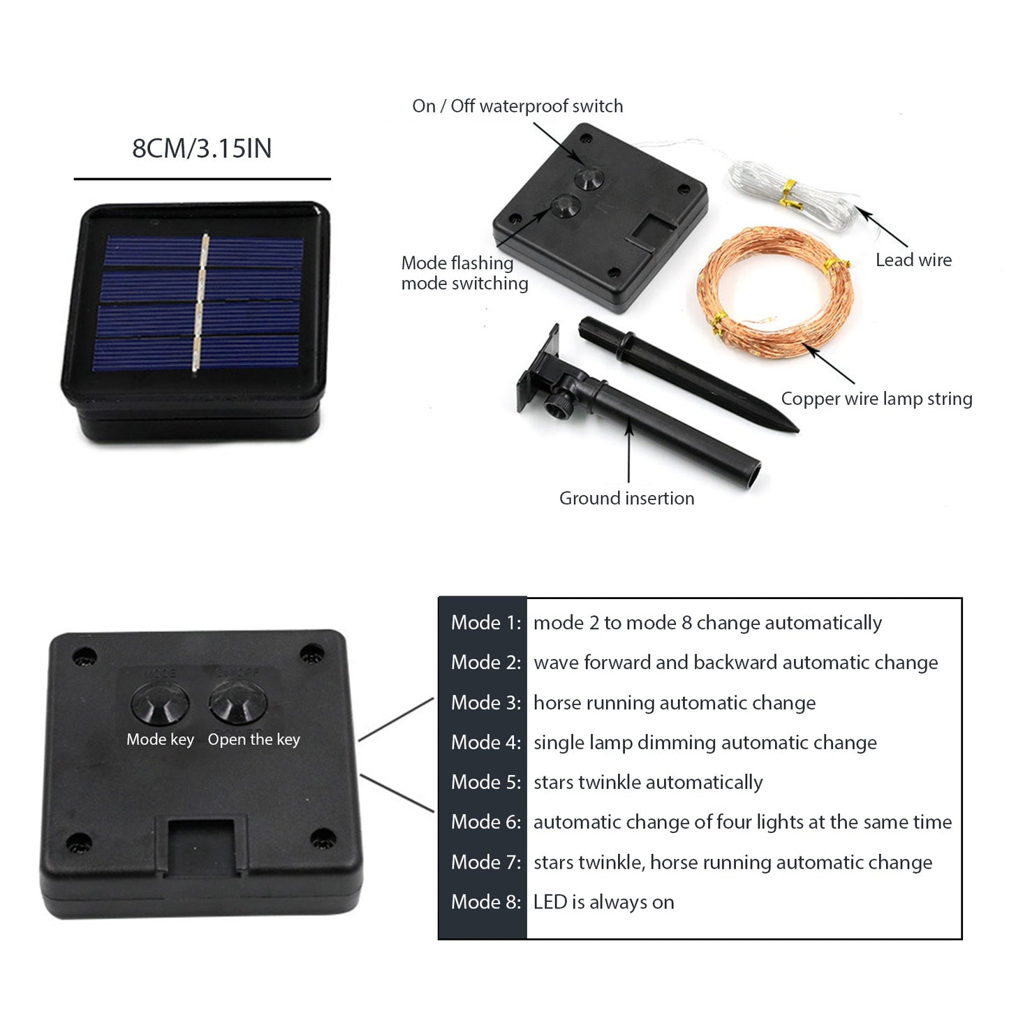 Solar Copper Wire String Lights - 22M Remote Control Outdoor Decorative | Smart Glow Connect