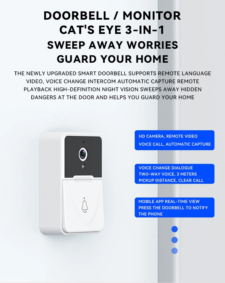 Wireless WiFi Smart Doorbell - Video Intercom Camera with Chime | Smart Glow Connect