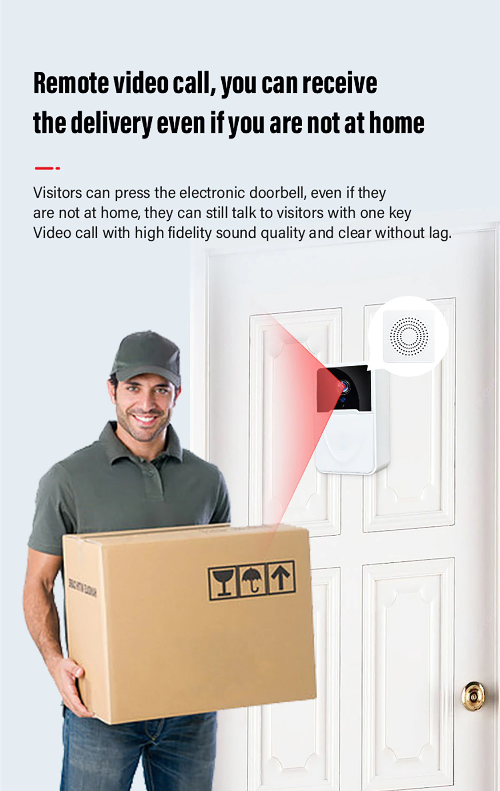 Wireless WiFi Smart Doorbell - Video Intercom Camera with Chime | Smart Glow Connect