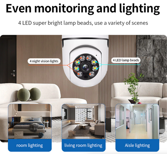 E27 Security Camera - 360° 1080P Light Bulb WiFi | Smart Glow Connect