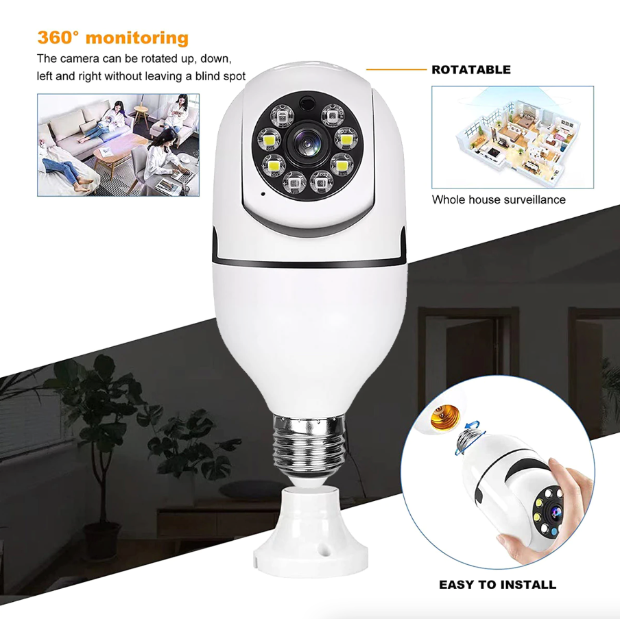  E27 Security Camera - 360° 1080P Light Bulb WiFi | Smart Glow Connect