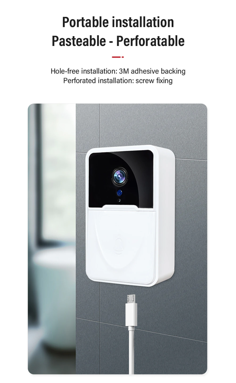 Wireless WiFi Smart Doorbell - Video Intercom Camera with Chime | Smart Glow Connect
