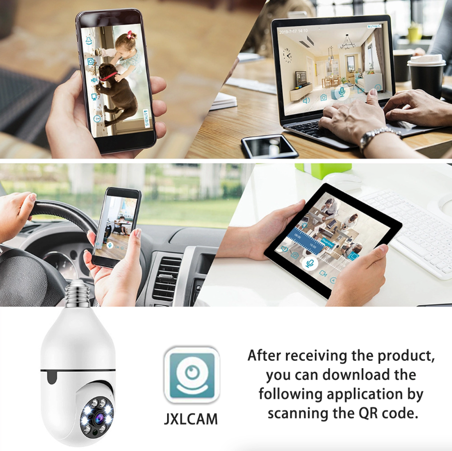 WiFi Light Bulb Camera - 360 Degree 1080P IR Security | Smart Glow Connect