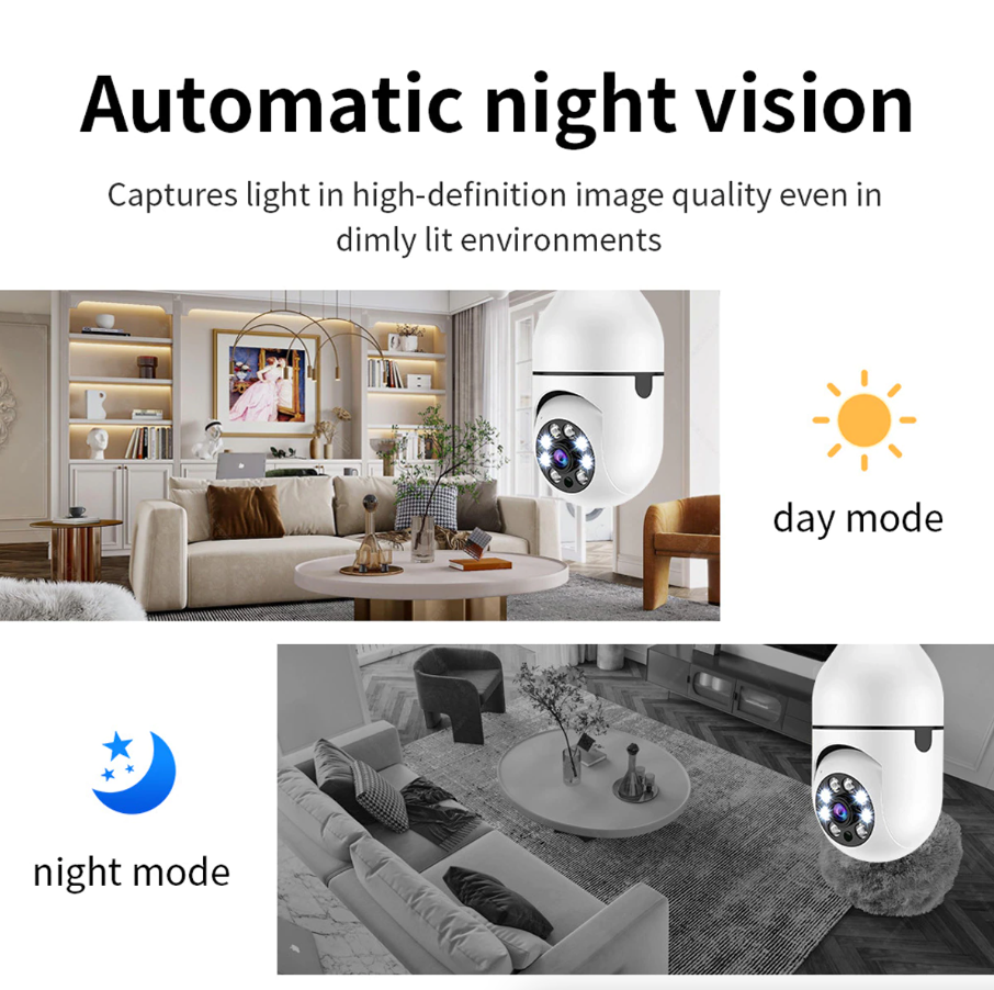 360 Degree Camera Bulb - 1080P WiFi Night Vision E27 | Smart Glow Connect
