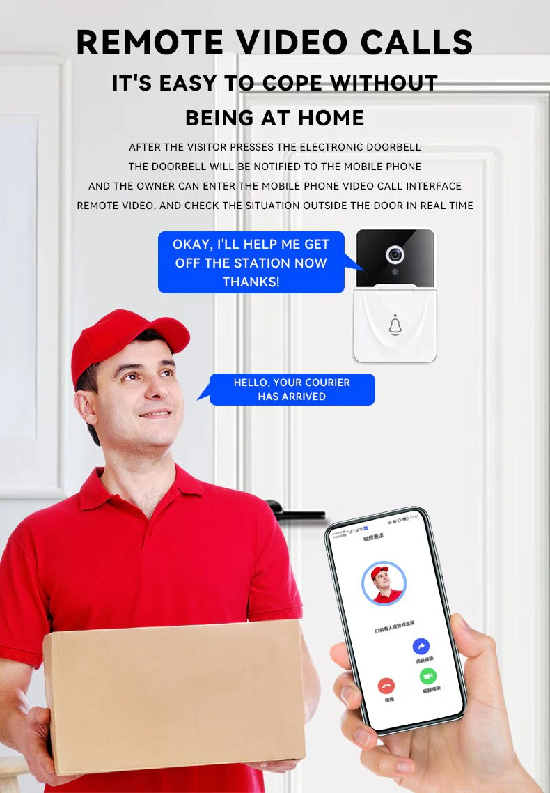 Wireless WiFi Smart Doorbell - Video Intercom Camera with Chime | Smart Glow Connect