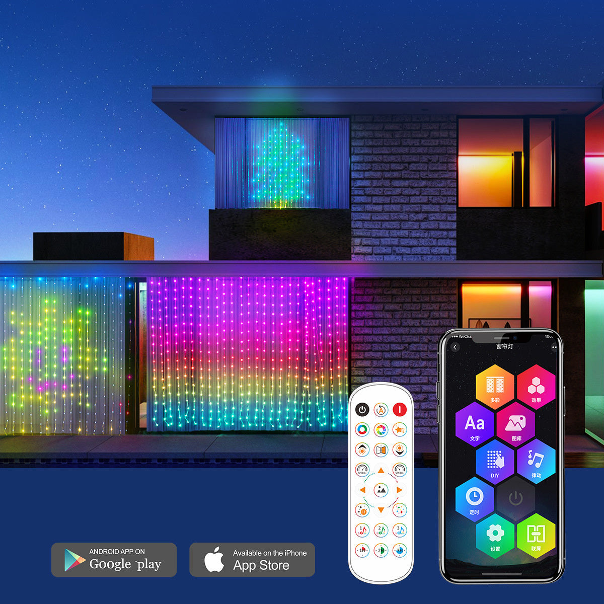 Christmas Curtain Lights - Smart RGB LED Bluetooth APP | Smart Glow Connect