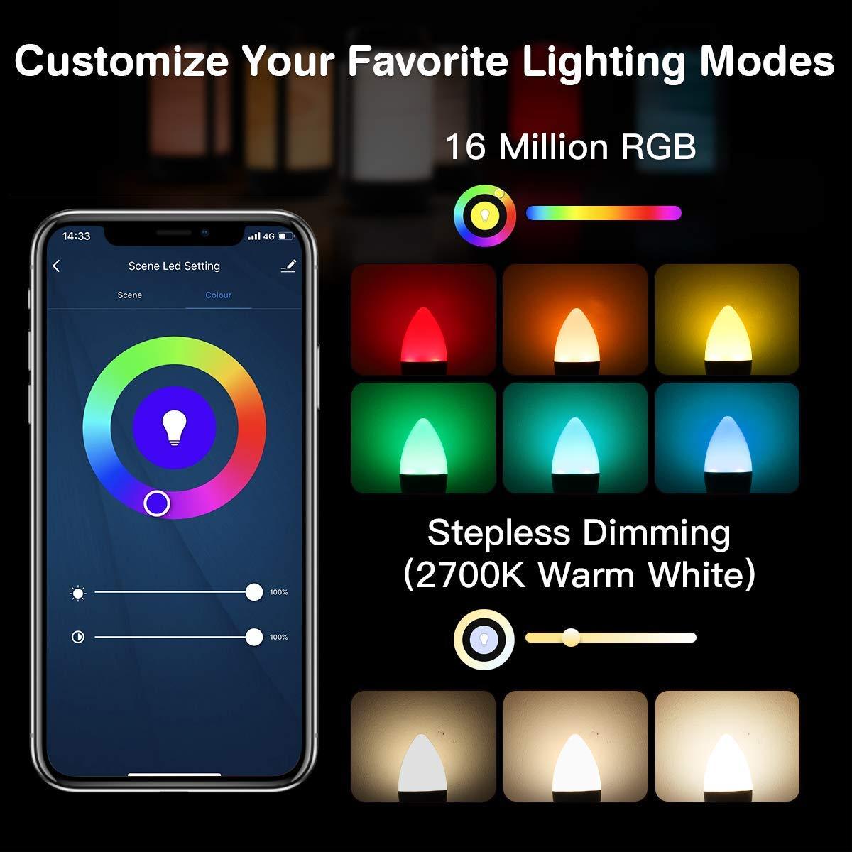  Smart E12 Bulb - Genie LED Candelabra Alexa Compatible | Smart Glow Connect