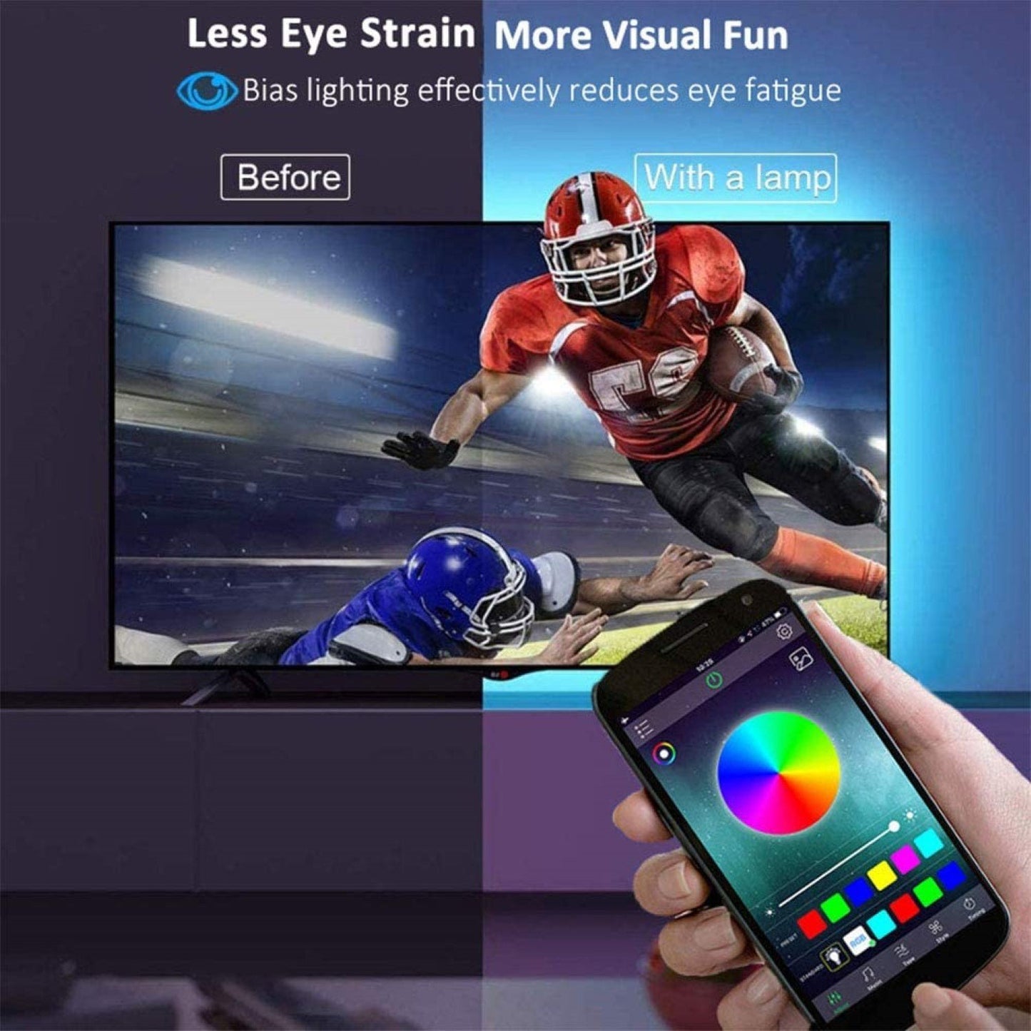  Bluetooth LED TV Strip - App Controlled Backlight | Smart Glow Connect
