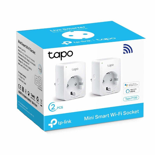  Smart Plug TP-Link Tapo P100 - 2900W WiFi White 2-Pack | Smart Glow Connect