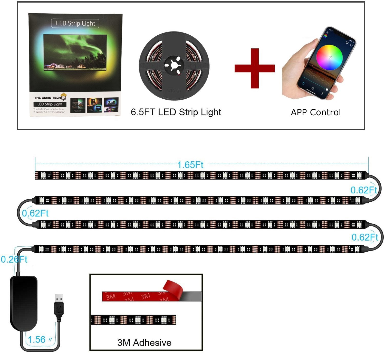 USB TV Backlight Strip - RGB Color Changing LED | Smart Glow Connect