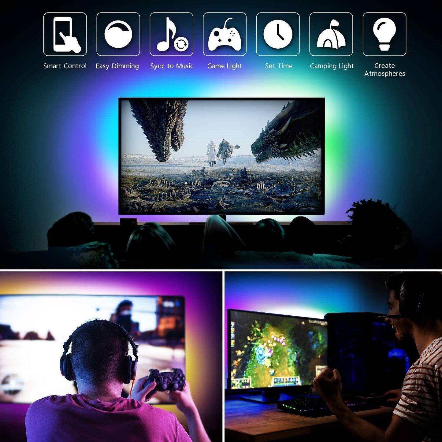 RGB TV LED Backlight Strip - USB Powered Bluetooth APP | Smart Glow Connect