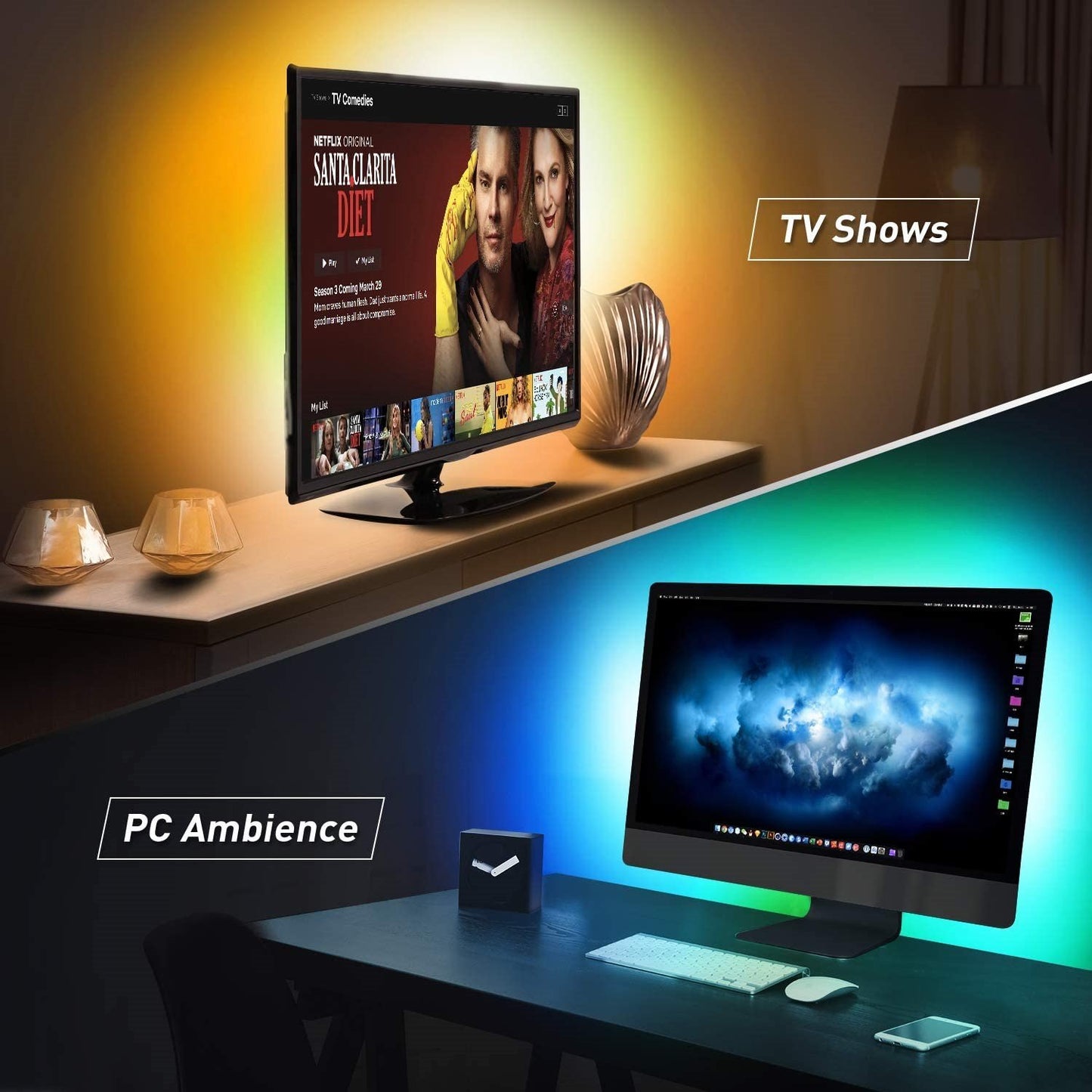  LED TV Backlight - Bluetooth App Control RGB Strip | Smart Glow Connect