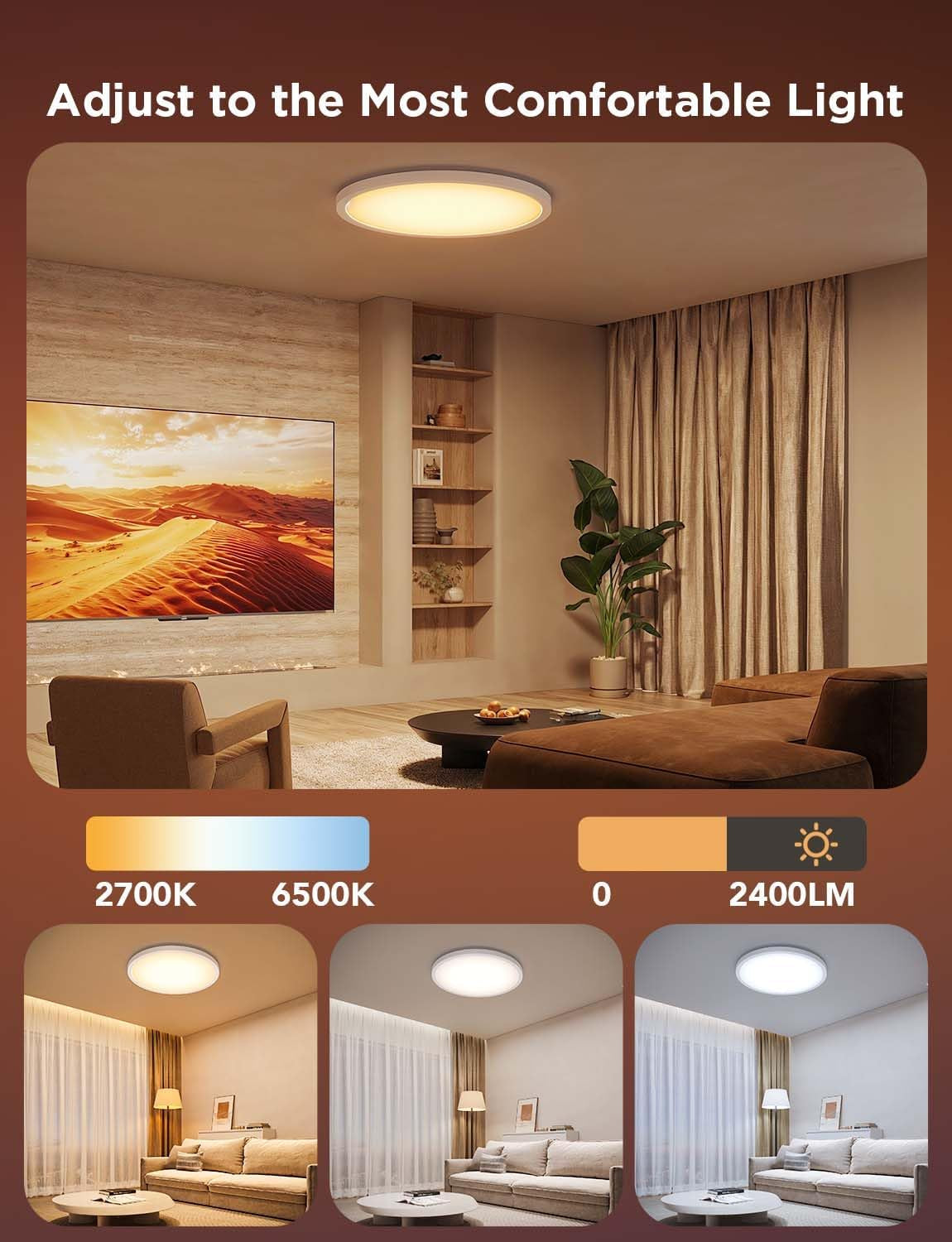 2400LM RGBIC Light - Smart Music Sync Ceiling Fixture | Smart Glow Connect