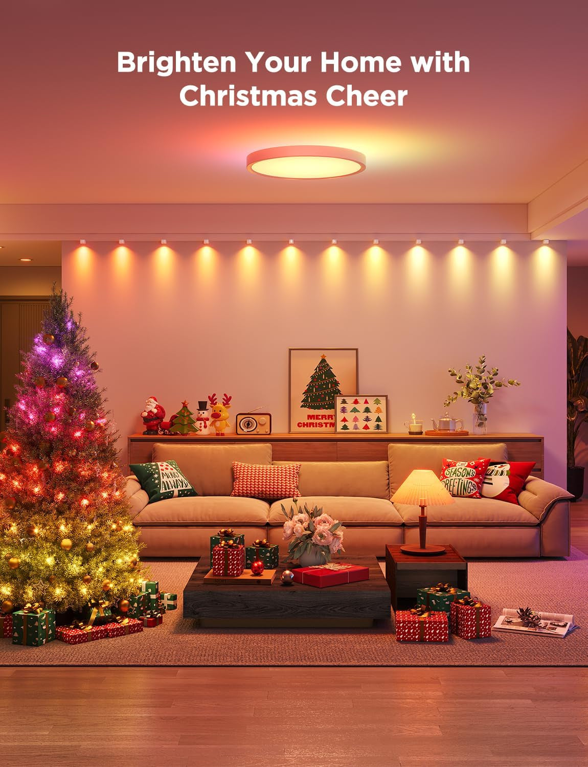 RGBIC Ceiling Light 2400LM - Smart Music Sync LED Fixture | Smart Glow Connect