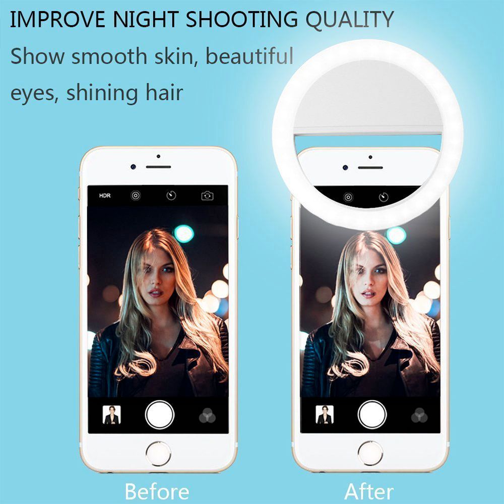  Selfie LED Ring - Portable Clip On Phone Lighting | Smart Glow Connect