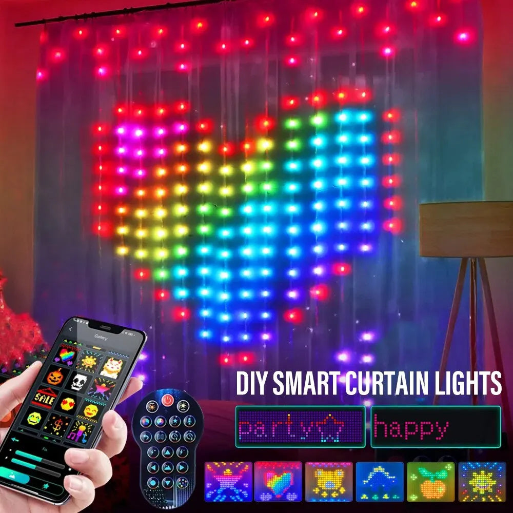 Smart RGB LED Curtain String Lights - Bluetooth APP Christmas | Smart Glow Connect