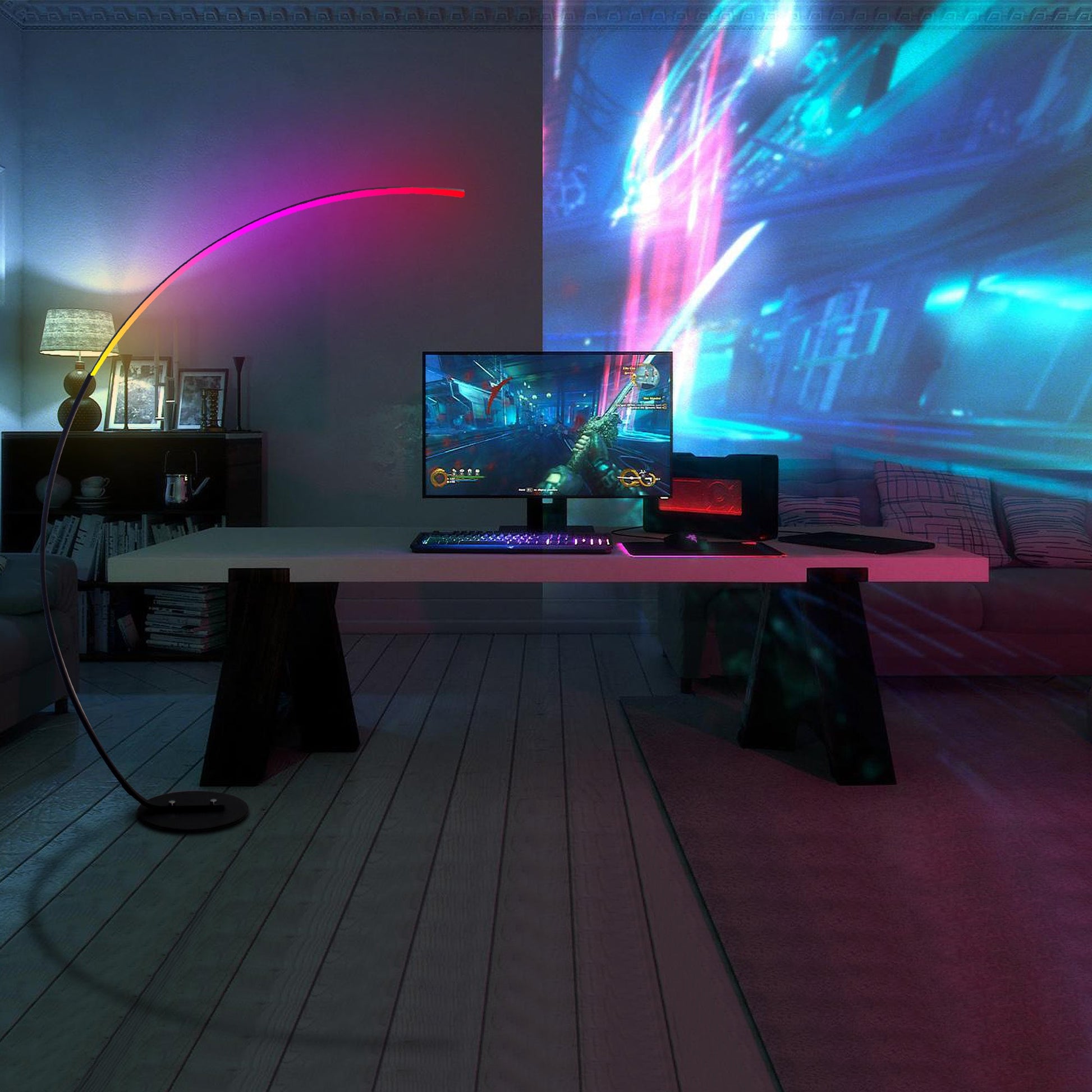  Curve RGBW Lamp - Modern Floor 16M Colors Music Sync | Smart Glow Connect