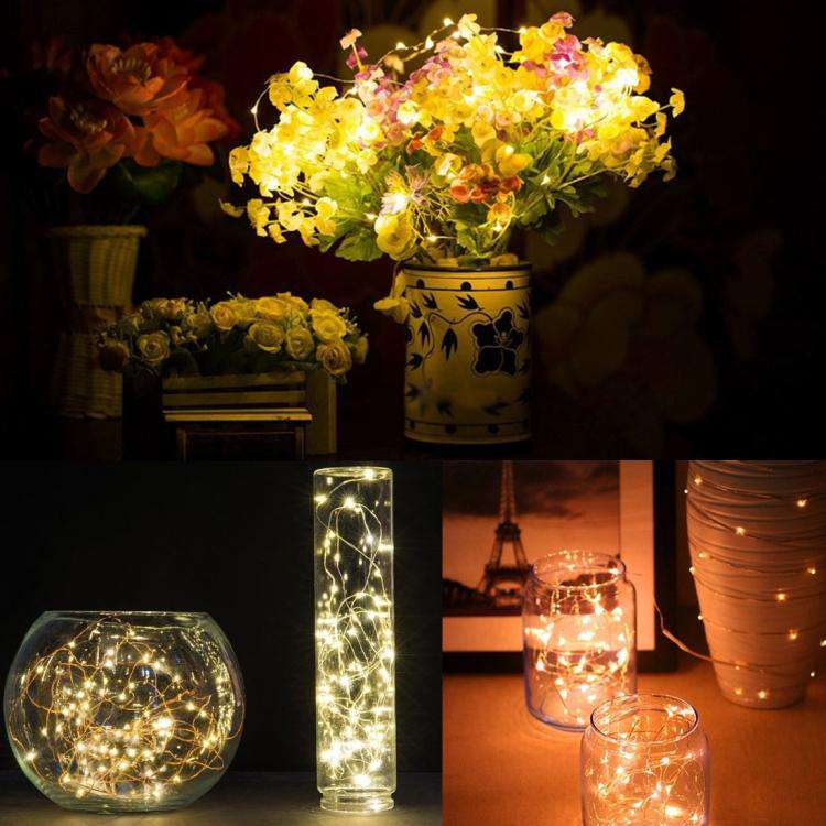 20 LED fairy lights coiled showing full 2 meter length