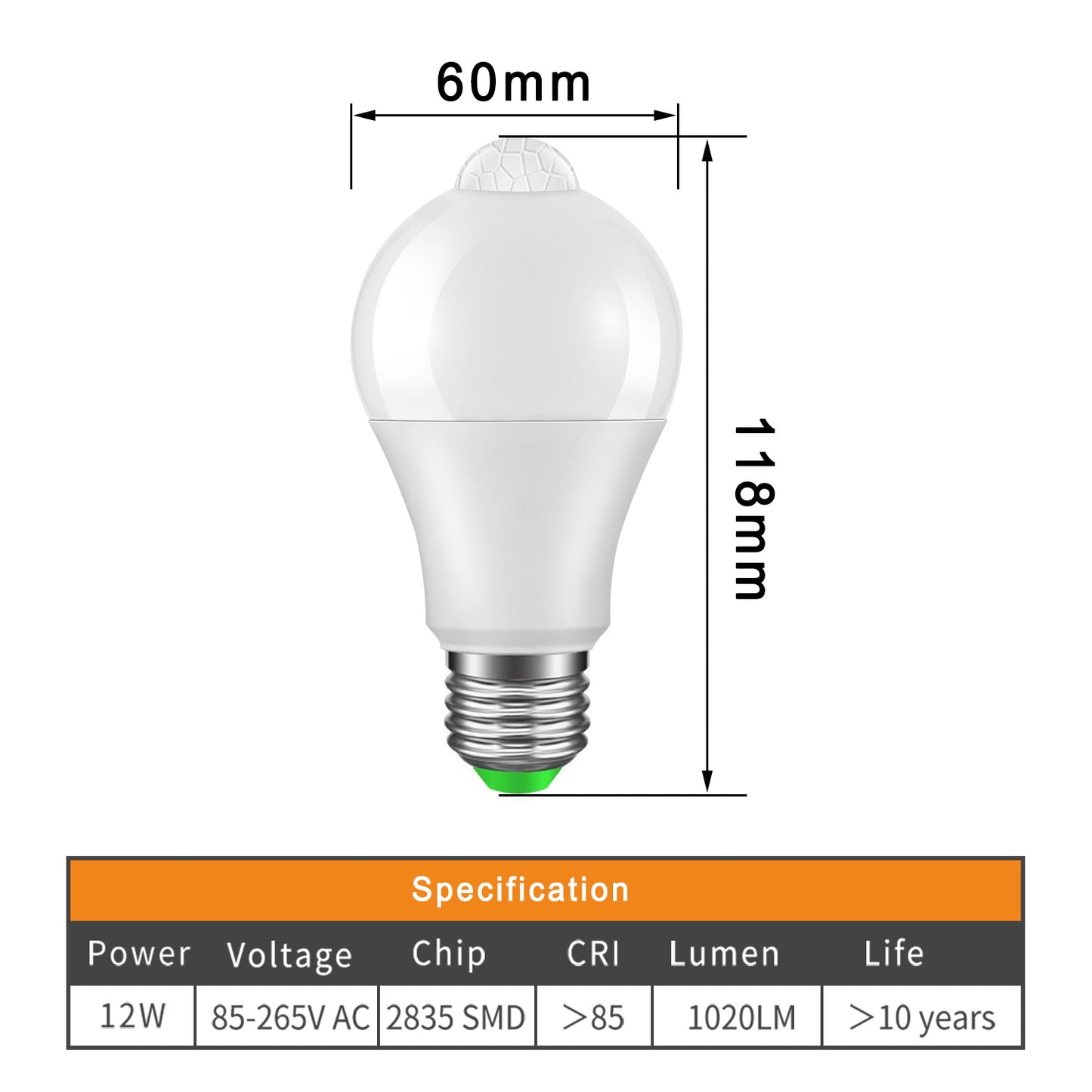 E27 LED Motion Sensor Bulb - Auto On/Off Dusk to Dawn | Smart Glow Connect