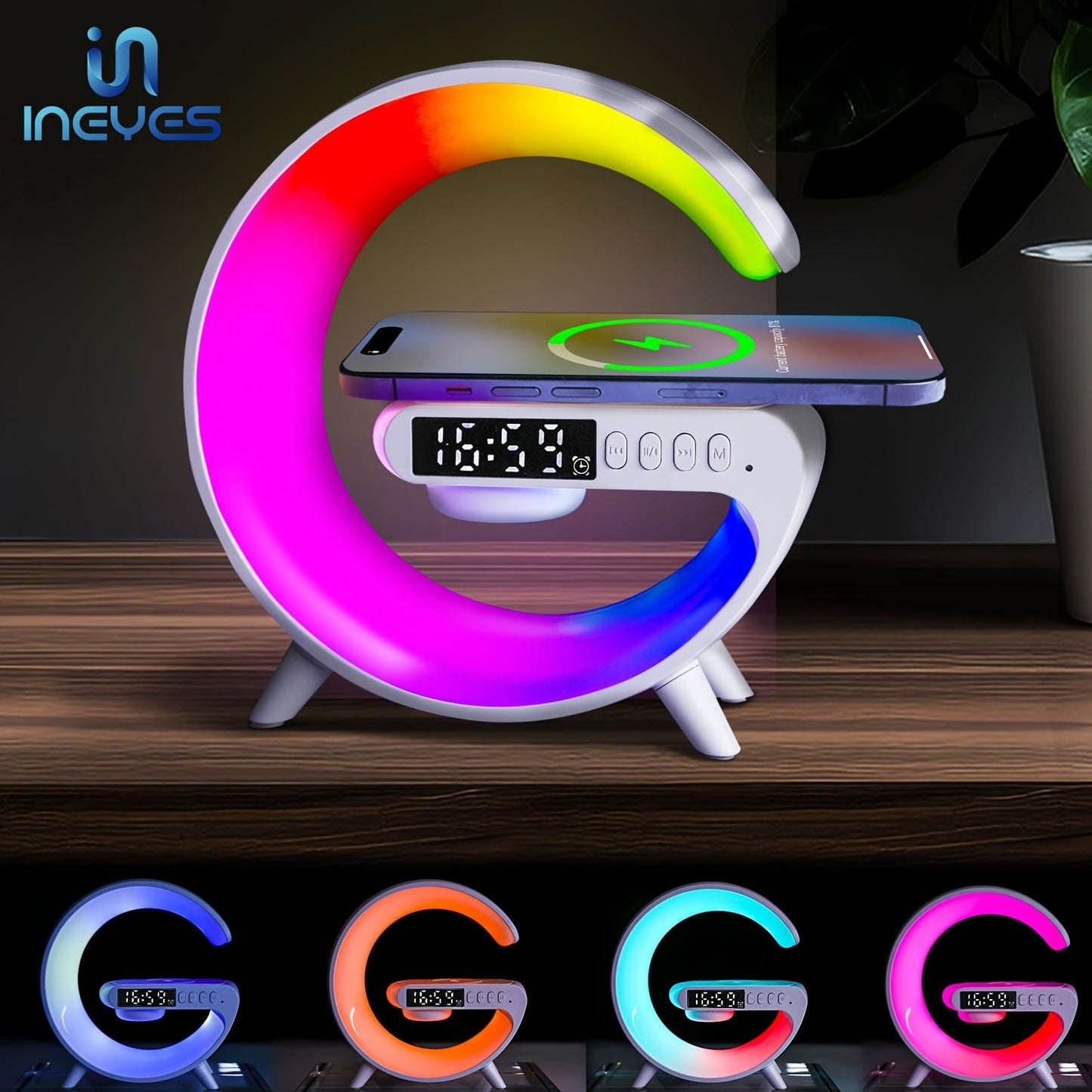 Bedside Smart Lamp - Wireless Charging Pad and Speaker Combo | Smart Glow Connect