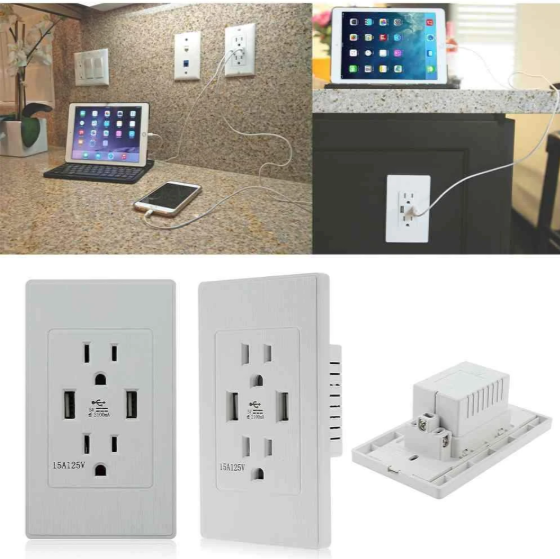 WiFi Wall Socket - Smart Dual USB House US Plug White | Smart Glow Connect