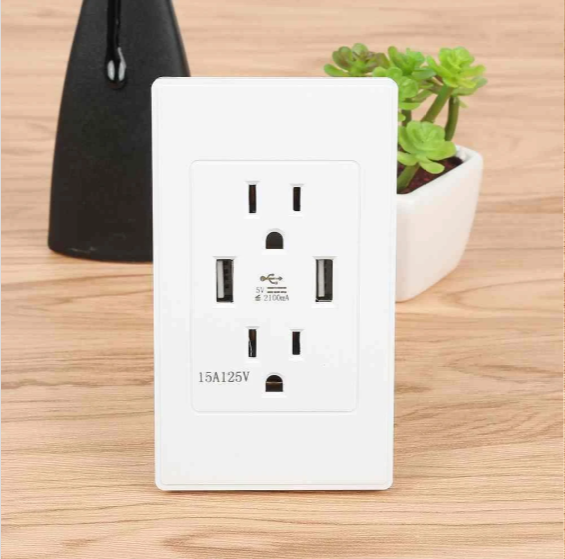 Smart House Dual USB Wall Socket - US Plug WiFi White | Smart Glow Connect