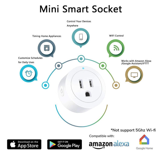 Smart Plug Amysen 4-Pack - WiFi Alexa Compatible Outlets | Smart Glow Connect