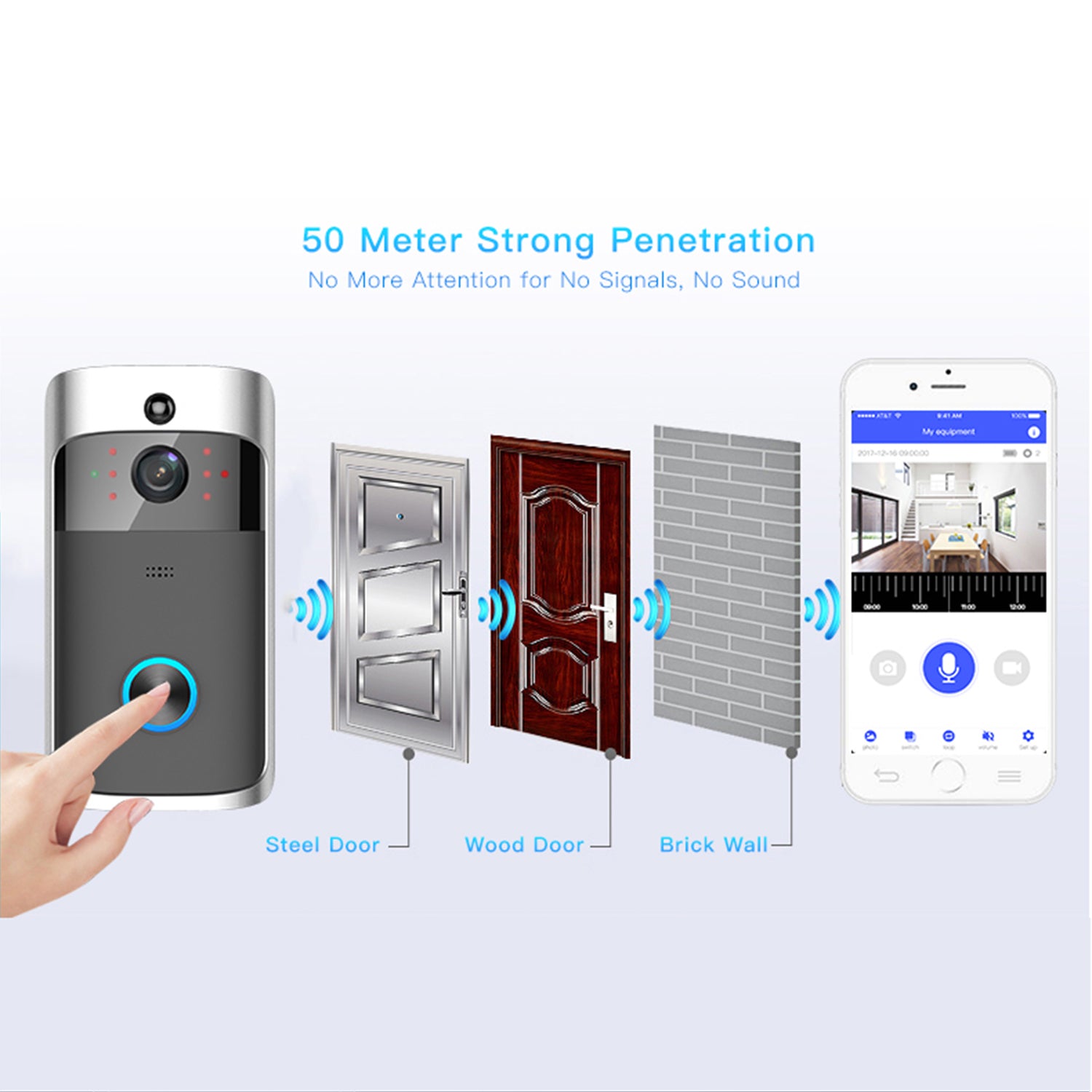 Smart WiFi Doorbell Camera - 720P HD Remote Monitoring Night Vision | Smart Glow Connect