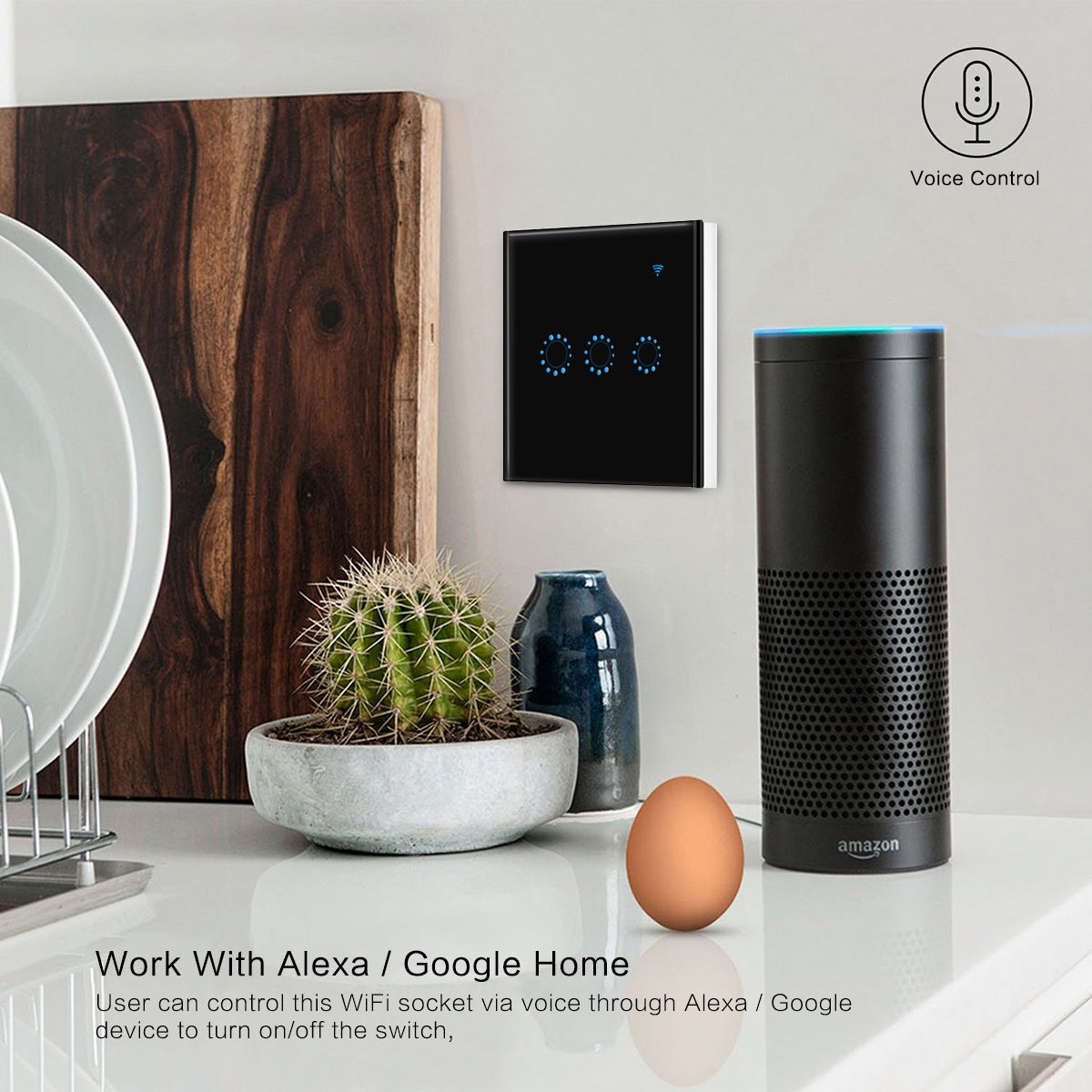  EU Smart Switch - 86 Type WiFi Touch Alexa Compatible | Smart Glow Connect