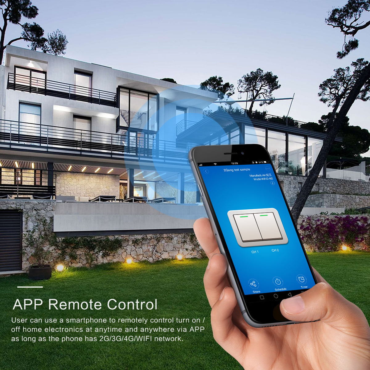 Smartphone app controlling home electronics.: WiFi Touch Switch - Smart EU Light Alexa Google Control | Smart Glow Connect