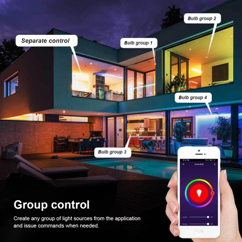 Smart home lighting control system with smartphone app.  E12 Voice Control Bulb - Smart Home Candelabra Lighting | Smart Glow Connect