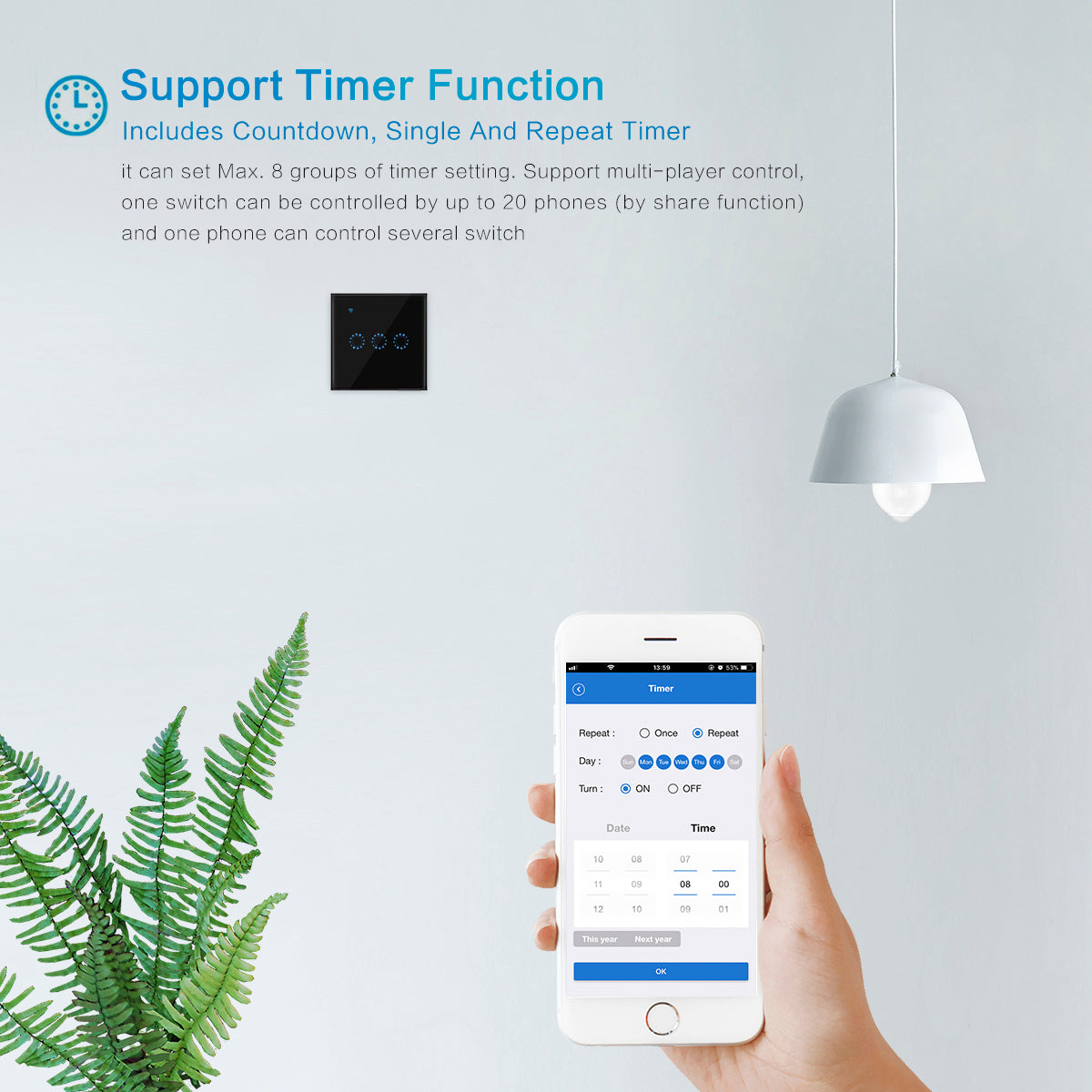 WiFi Touch Switch 86 - EU Type Smart Alexa Compatible | Smart Glow Connect
