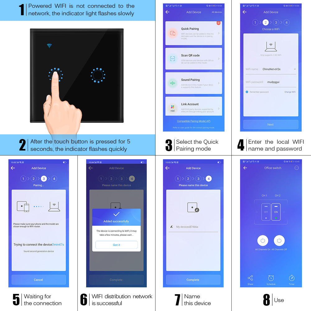  EU WiFi Switch - Smart Touch Light Alexa Google Control | Smart Glow Connect