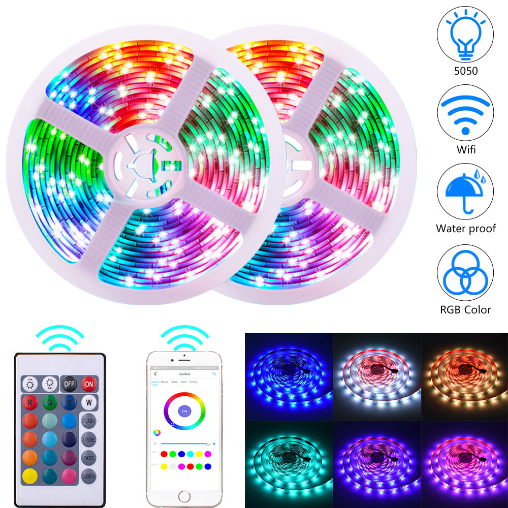 10M RGB Strip - 5050 WiFi LED Remote Control 300 Lights | Smart Glow Connect