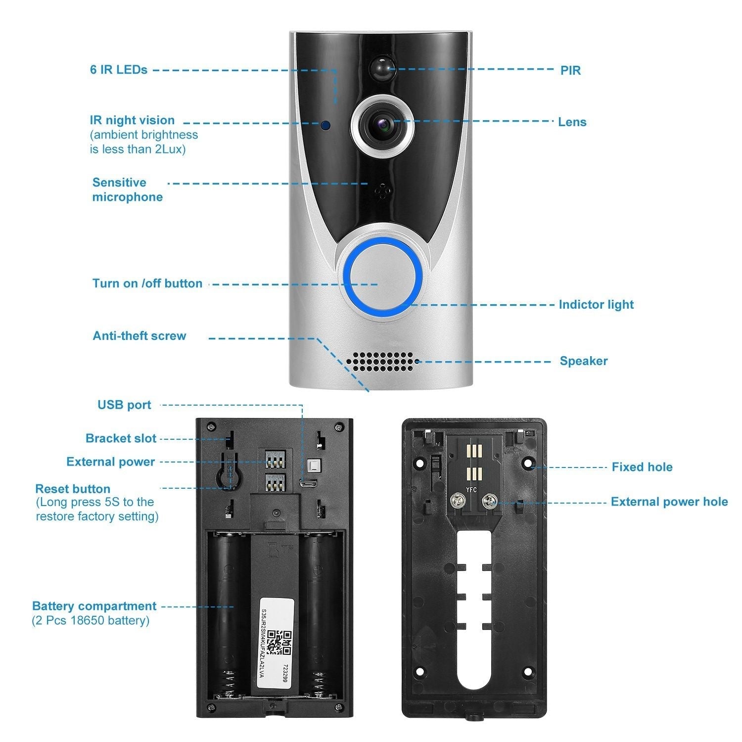 WiFi HD Doorbell - 720P Wireless Video Security Camera | Smart Glow Connect