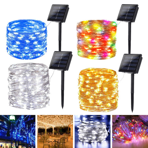 Solar Copper Wire String Lights - 22M Remote Control Outdoor Decorative | Smart Glow Connect