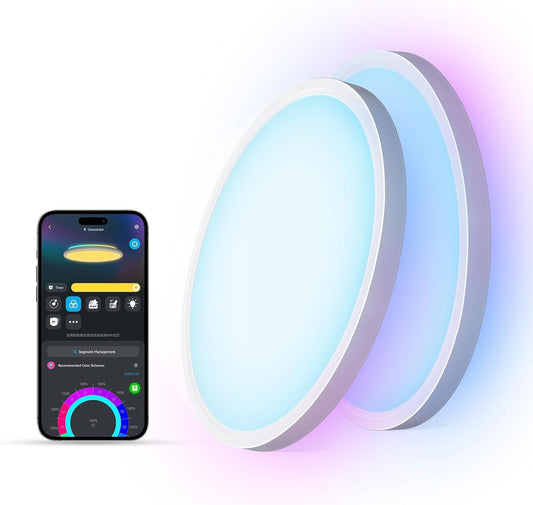 Smart RGBIC LED Ceiling Light - 2400LM Music Sync Flush Mount | Smart Glow Connect