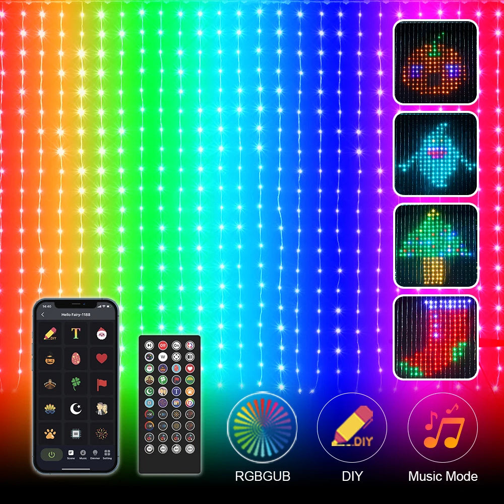 RGB Curtain Lights - Smart Bluetooth APP Control Christmas | Smart Glow Connect