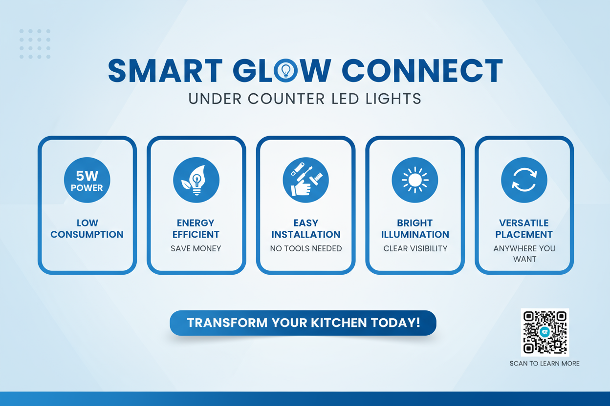 5W Under Cabinet Light Features - Energy Efficient LED Task Lighting | Smart Glow Connect