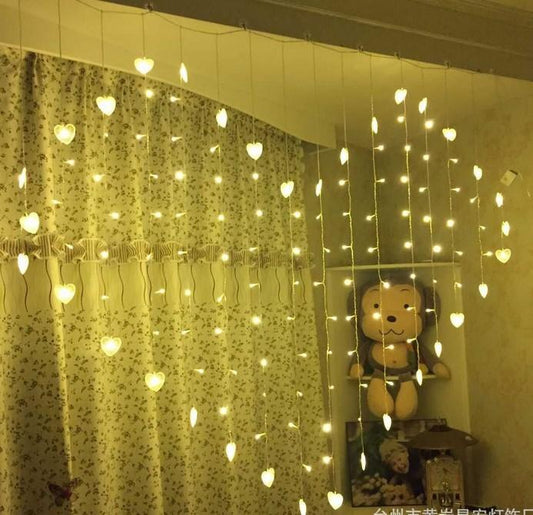 Heart-Shaped LED Curtain Lights - 2M x 1.6M 128 LEDs Wedding | Smart Glow Connect